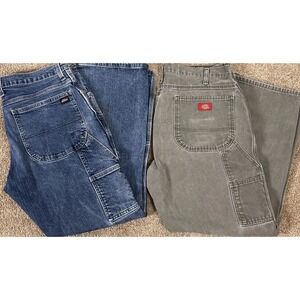 Lot of 2-Dickies Carpenter Jeans Mens 36x30 Baggy Fit Rugged Denim Workwear Vtg